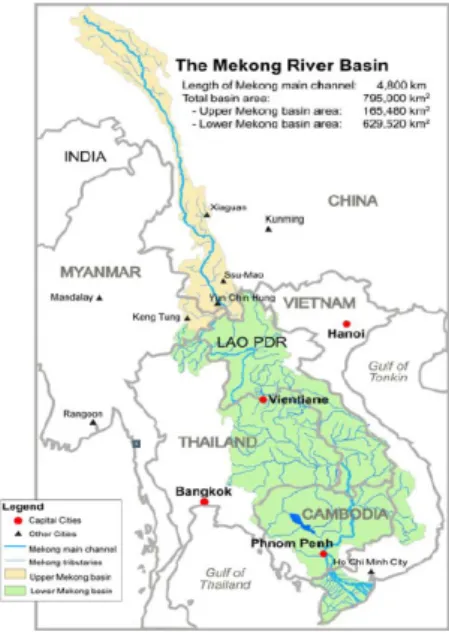 Fig. 1 Flowchart of rainfall-runoff analysis Fig. 2  The Mekong river basin and its characteristics (MRC, 2009)
