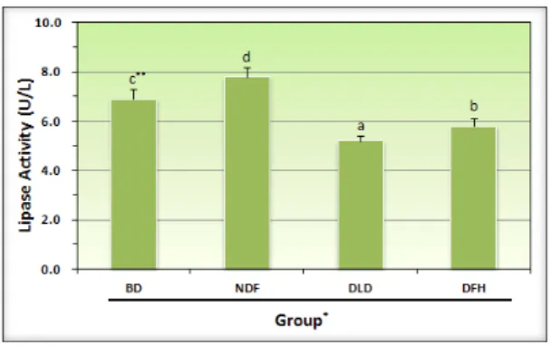 Fig. 5. Lipase in serum of the experimental rats.