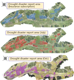 Fig. 13 Three images of the same test site, acquired in three  different days have been analysed by drought disaster  report