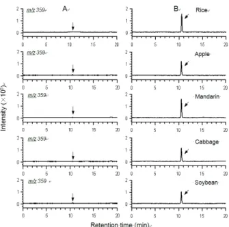 Fig. 6. LC/MS APCI(+) SIM chromatograms of sample  extracts for confirmation of etofenprox residues.