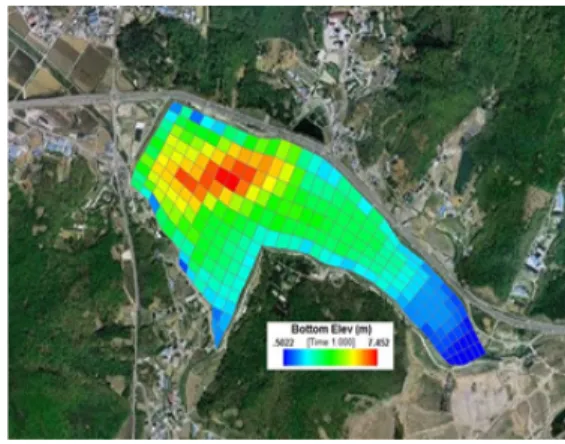 Table 3 Dissolution rate of T-P and T-N Reservoir area = 60 ha Average Depth = 3.65 m Dissolution rate (mg/m 2 /d) Aerobic Anaerobic T-P 0.365 0.617 T-N 21.006 13.808 찬가지로 수원기상대 자료를 이용하였으며, 수질 입력자료 는 유역모형  HSPF 모의결과로부터 입력하였다