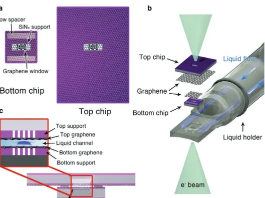 Figure 1.  Schematics of LFGCs. a) Top view of separated LFGC. The LFGC consists of a large top chip and small bottom chip with spacers for a liquid 