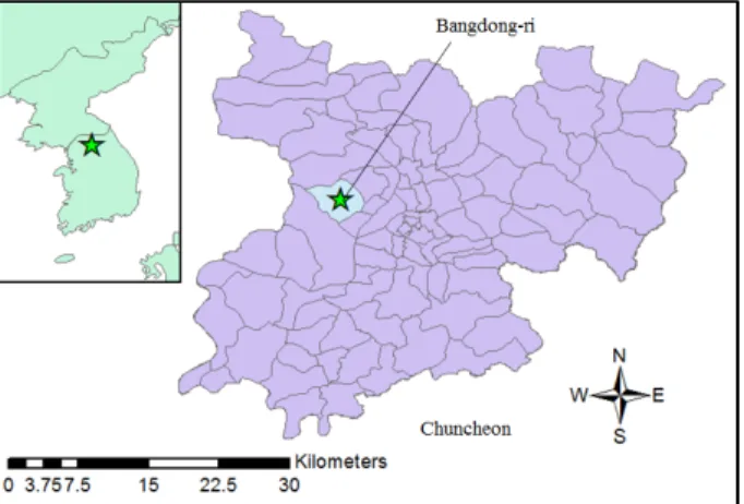Fig. 3 Study area at the Banddong-ri site in Chuncheon for  assessing the applicability of IWMM