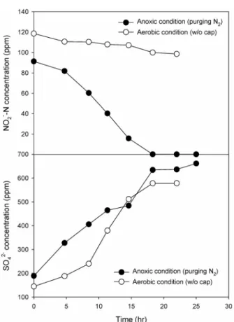 Fig 7. The effect of initial nitrite concentrations on 