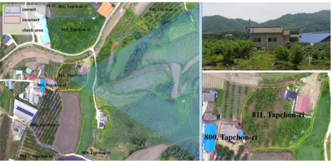 Fig. 7 Inspection results of agricultural fixed payment using UAV image
