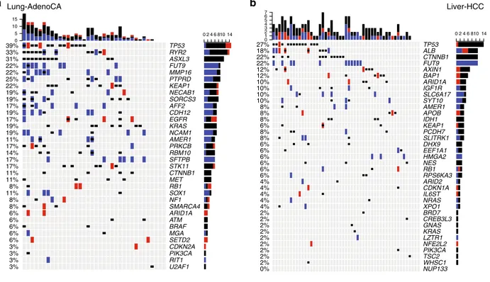 Fig. 6 Signi ﬁcantly mutated gene analysis with the inclusion of UTR mutations. OncoPrint plots were generated using the R package ComplexHeatmap 42