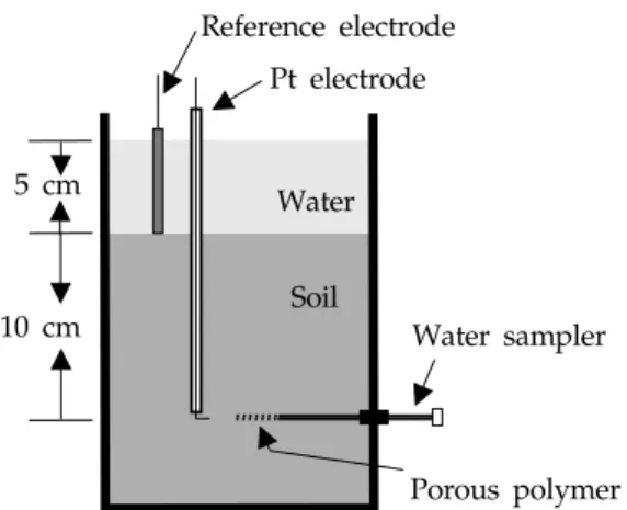 Fig. 1. Schematic diagram of the experimental paddy  soil system. Time, days02468 10 12 14 16NO3-N, mg/L04080120160200ControlNitrate