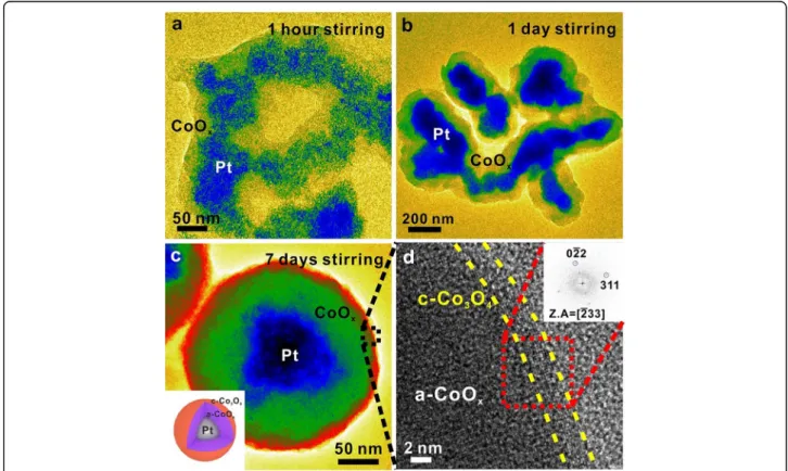 Figure 4 shows the STEM EDS mapping for compos- compos-ition analysis of core/shell nanocomposites
