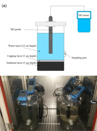 Fig. 1 (a) schematic diagram and (b) digital image of apparatus  used for heavy metal release experiment