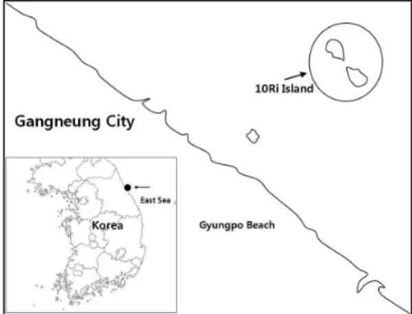 Fig. 1. Map showing the location of sampling sites at 10Ri  Island, east coast of the Korea.