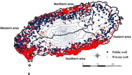 Fig. 1. Map of agricultural groundwater development and the dependence of public well.