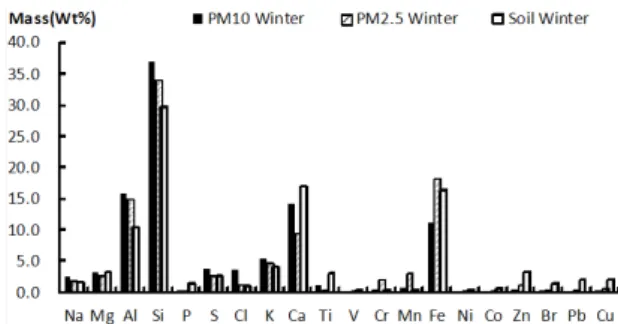 Fig. 11. The chemical composition of individual particle  SEM-EDX analysis in summer.