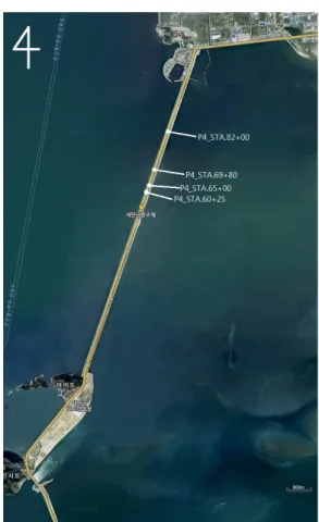 Fig. 2 The position of measurement section on Saemangum sea  dike