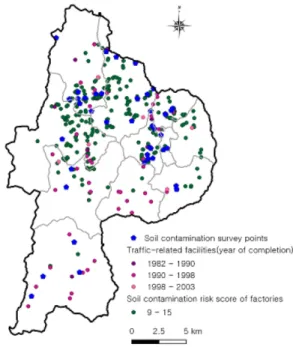Fig. 8. Distribution map of factories according to soil contamination risk score