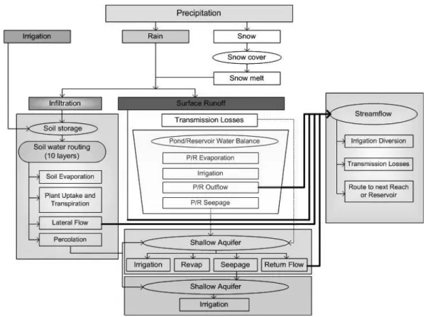 Fig.  4  Schematic  of  pathways  available  for  water  movement  in  SWAT  (Neitsch  et  al