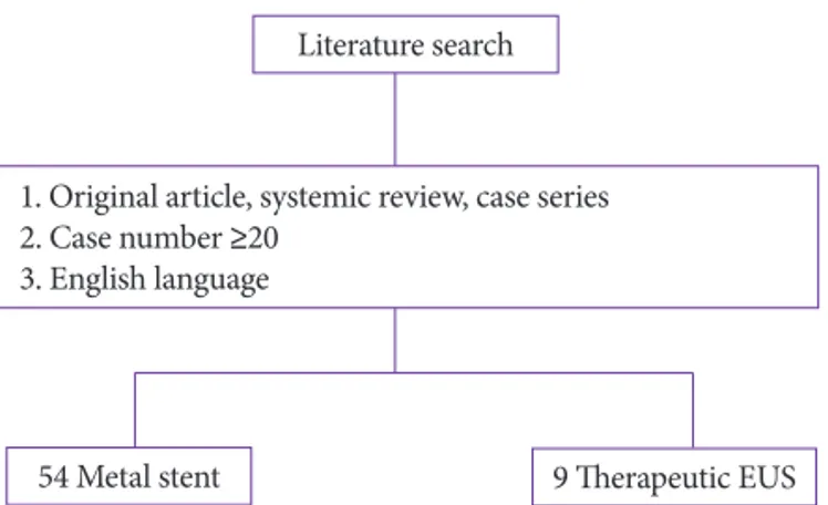 Fig. 1. Flow diagram of the literature review. EUS, endoscopic ultrasonogra- ultrasonogra-phy