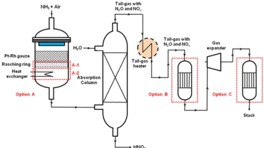 Fig. 2. Catalytic process options for abating N 2 O from nitric acid production plants.