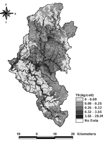 Fig.  12  Spatial  distribution  of  nonpoint  source  loading  from  Imha  watershed