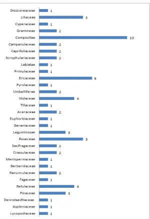 Fig. 3. Number of species based on the dormancy form  spectra in R.mucronulatum var. mucronulatum,  R