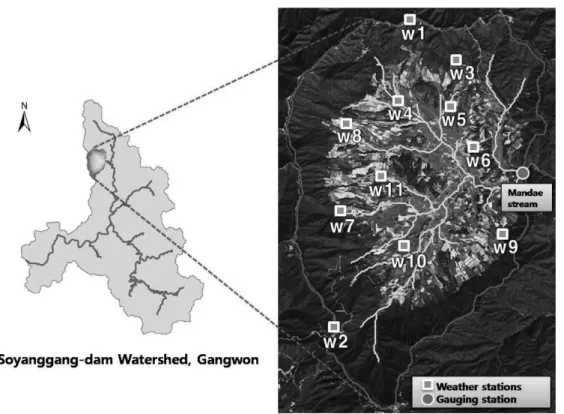 Fig.  1  Location  of  the  Mandae  watershed,  Gangwon  province