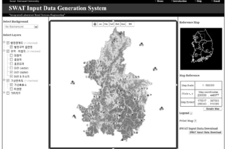 Fig.  3  Detail  description  of  the  Web-GIS  for  SWAT  data  generation  system