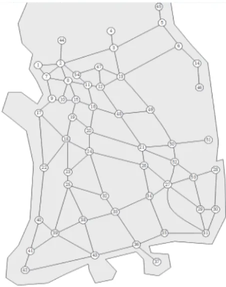 Fig. 1. Transportation networks in 2011 and 2017 3) 운송네트워크에서 정점으로 선정한 도시들은 2011년 과 2017년에 각각 통행 가능한 고속도로 상에서 고속도 로의 종점인 경우와 두 개 이상의 고속도로가 교차하는  경우이다 