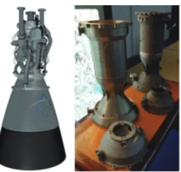 Fig.  16  AM  Fabricated  Injectors  on  LE-9                Combustion  Chamber  Head[17]