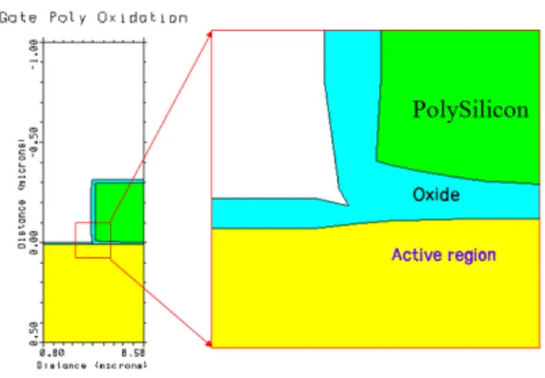 Fig. 4. Mesh structure for simulation of oxide thickness  variation in gate region