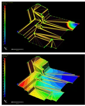 Fig.  9  Resin  Flow  Analysis  Result  of  Case  3  (Filling  Time) 몰드 제작4.  앞서  수치  해석  결과를  활용하여  최적의  수지  주입     시간을  고려하고  주입구  및  배출구의  위치를  선정하였 다 