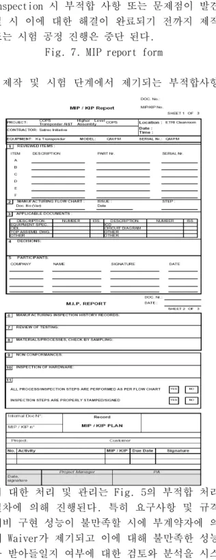 Fig. 7. MIP report form