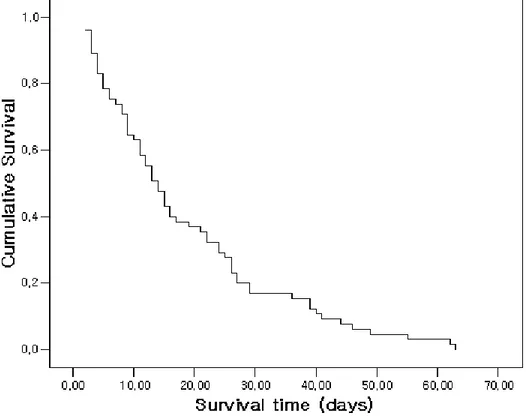 Figure 1. Kaplan-Meier survival curve of all patients (n=67) 