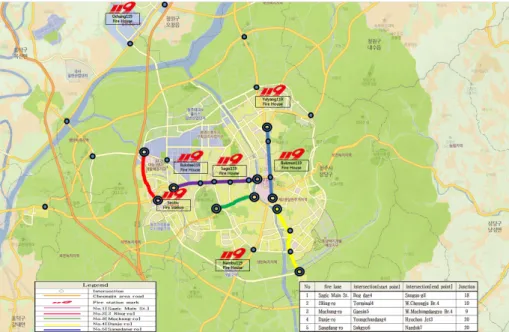 Figure 1. Operating section for emergency vehicle signal priority.