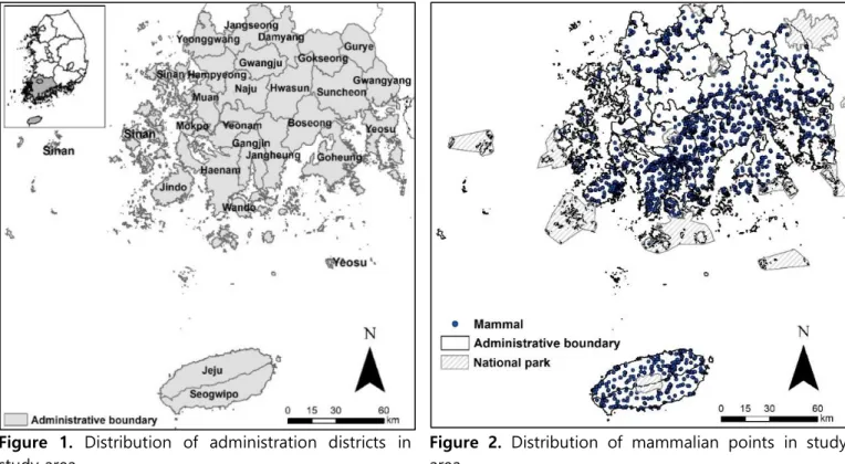 Figure  1.  Distribution  of  administration  districts  in  study area. 