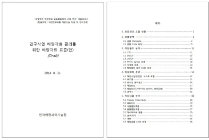Table 2. International and domestic ocean data standards surveyed in this study 