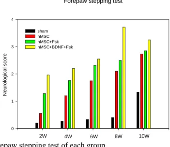 Fig 7. Forepaw stepping test of each group 