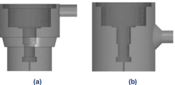 Fig. 12. Comparison of three-dimensional geometry compo- compo-site head (a) reference model, (b) optimum model