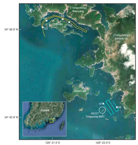Fig. 4. Location for field evaluation of developed HAB’s acoustic detection system (1st trial: station S1 and S2, August 2010, 2nd trail: station S3-S6, September 2010)
