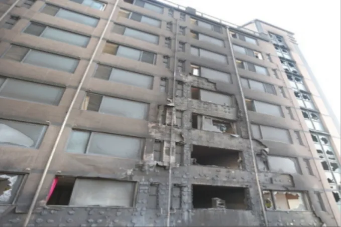 Figure 9. Feature of the flame through pit. Figure 11. Feature of the combustion of adjacent buildings.
