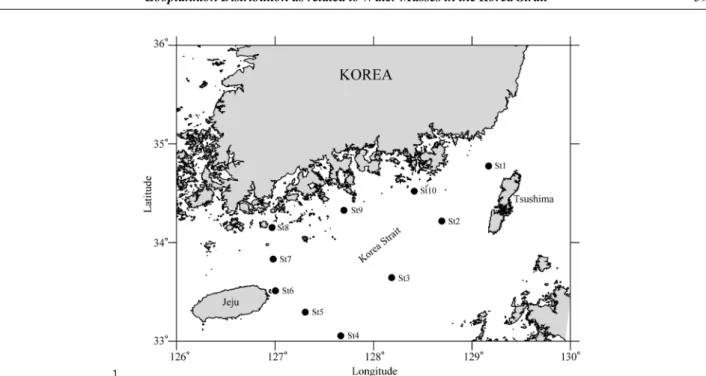 Table 1. Summary of the sampling stations and water samples used for testing hydrographic conditions during February and July, 2009