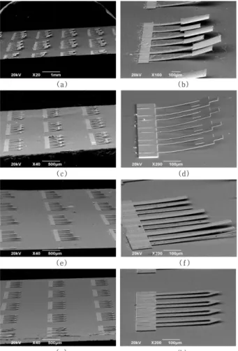 Fig. 8. The SEM images of MEMS wafer after continuous process etched using Liquid phase carbon dioxide.