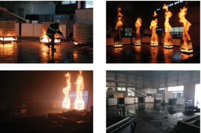 Figure 13. Fire extinguishing test scenes.