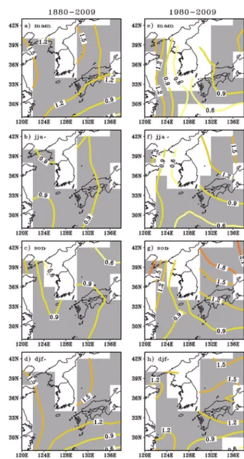 Fig. 2. Same as Fig. 1 but for Goddard Institute for Space Studies (GISS) sea surface temperature (SST) dataset