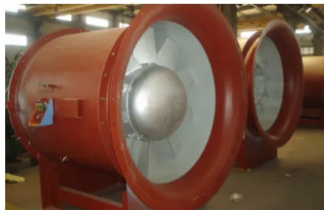 Fig.  3은  소음기(silencer),  벨  마우스(bell  mouse),  댐퍼(damper), 모터(motor), 가이드 베인(guide vane),  임펠러(impeller)  등으로  구성된  송풍기  시스템의  개략 도를  보여주고  있다.