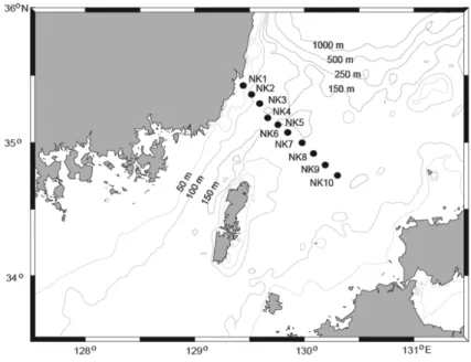 Fig. 1. Sampling locations in the Korea Strait. 