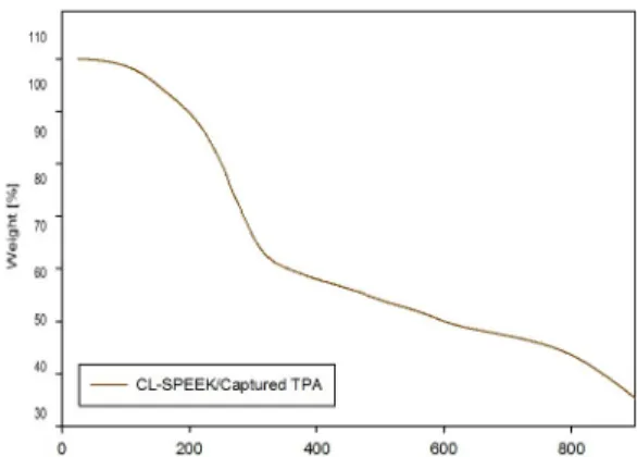 Fig. 3. FT-IR spectroscopy of CL-SPEEK/Captured TPA com-