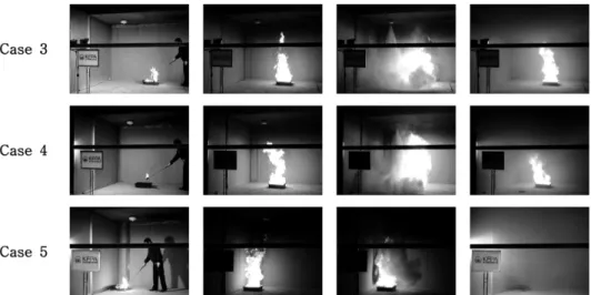 Figure 9. Class B fire tests with the variation of horizontal separation distance.