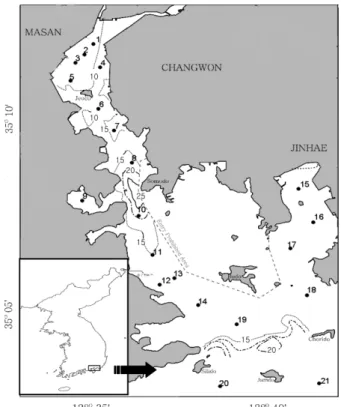 Fig. 1. A map  showing the study area and sampling sites.