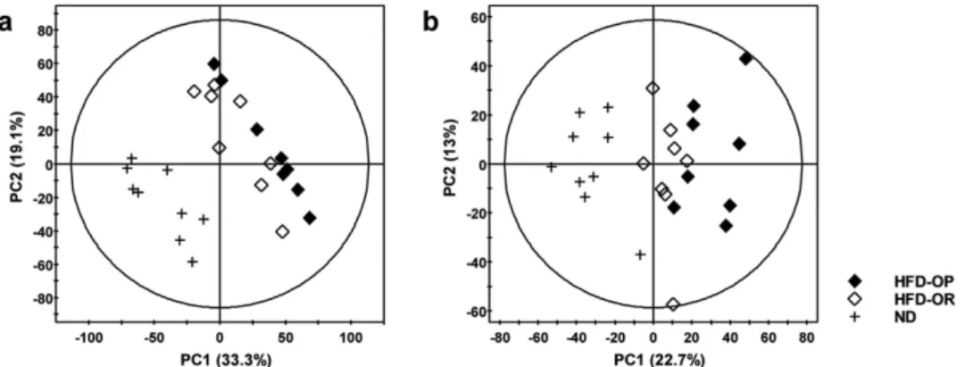 Figure 2.  Multivariate statistical analyses of liver lipid extracts in ND and HFD mice