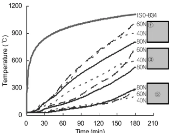 Figure 9.  Curve of temperature record of surface and central part by strength.