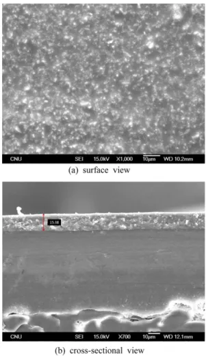 Fig. 4. SEM images of composite membrane prepared with 4 wt%